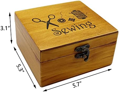 Flytreal Sewing Kit Small Box Basket, Wooden Hand Home Sewing Repair Tool Kit, Beginner Universal Sew Kit Accessories for Women, Men, Adults, Girls, Kids - Image 6