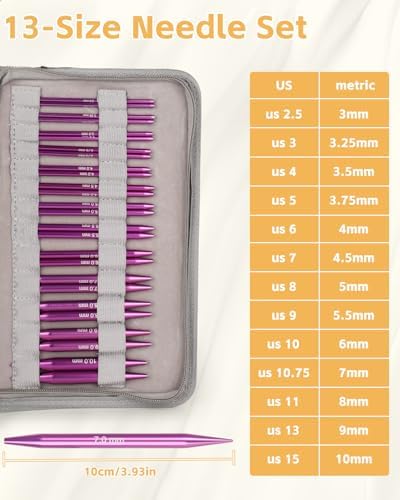 Aeelike Interchangeable Knitting Circular Needles 3-10.0mm, Purple Heart - Image 2