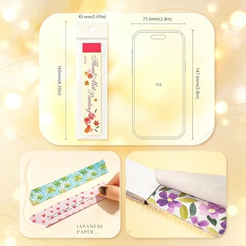 Aromoty Slim 192Pcs Washi Stickers Book Kit, 6 Sets Flowers - Image 4