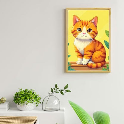 Ginkko Paint by Numbers Kit for Adults Beginner & Kids Ages 8-12 with Wooden Frame Easy Acrylic on Canvas 8x12 inch with Paints and Brushes, Ginger cat(Include Framed) - Image 2