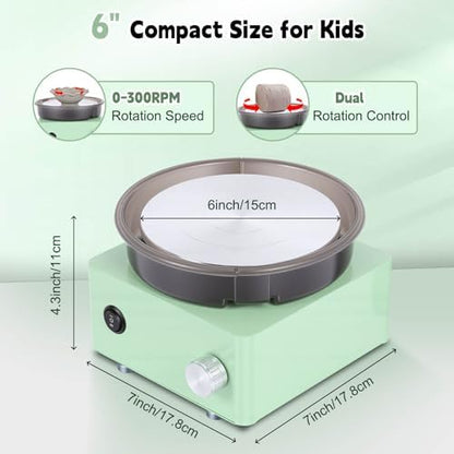 Olenyer Pottery Wheel for Kids: 6" Turntable 2-Way Rotation Mini Pottery Wheel, Removable Tray, Metal Frame, Christmas Gifts Pottery Kit for Beginners Teens Adults - Image 3