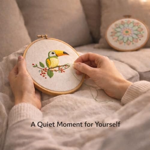 BUZZCRAFT Embroidery Starter Kit for Beginners & Adults, Learn 30+ Stitches, 10 Pre-Printed Practice Patterns, Hand Embroidery Kit with Hoop, Needles, Floss & Instruction Book, DIY Sewing Craft Kit - Image 6