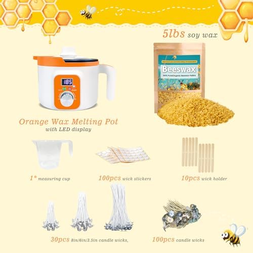 Ksedcon Beeswax for Candle Making Kit, 5lb Beeswax to Make Candles Include Bees Wax with Digital Wax Melter, Candle Wicks, Stickers, Candle Making Kit for Adults - Image 2