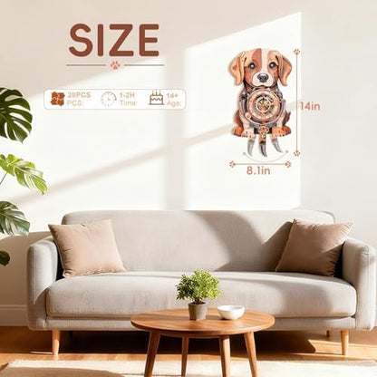 3D Wooden Puzzles for Adults, Beagle Clock Mechanical Model Kits - Image 3