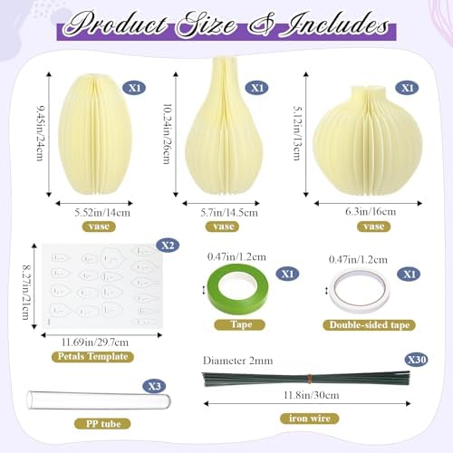 AmazingSpark Crepe Paper Flower Making Kit, Complete DIY Craft Aesthetic Gift with 3 Vises & Supplies to Make 30 Flowers, Sensory Arts Idea Gift for Adults, Couples, Friends, Women(Purple) - Image 3