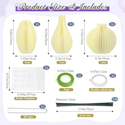 AmazingSpark Crepe Paper Flower Making Kit, Complete DIY Craft Aesthetic Gift with 3 Vises & Supplies to Make 30 Flowers, Sensory Arts Idea Gift for Adults, Couples, Friends, Women(Purple) - Image 3