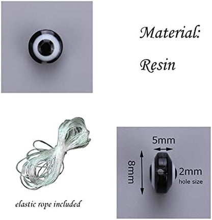 200pcs Evil Eye Beads for DIY Bracelets Necklace Jewelry Making,Black 8mm (Black) - Image 3