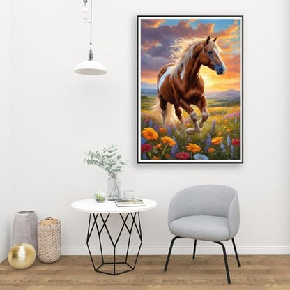 MIRCVSH Horse Paint by Numbers Kit for Adults, Framed Animals Paint by Number Kit on Canvas with Wooden Easel for Home Wall Decor, 12x16 Inch - Image 4