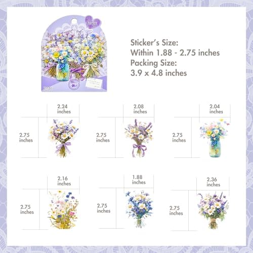 OKUPAN 120Pcs Flower Stickers for Scrapbooking Supplies, Transparent Scrapbook Stickers for Journaling, Card Making Supplies, Planner, DIY Craft, Wedding Invitations - Image 6