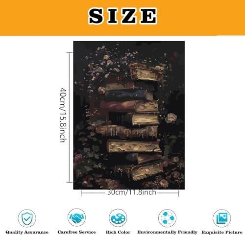 Floral Books Paint by Numbers Kit for Adults Framed Canvas, Frameworkless - Image 3