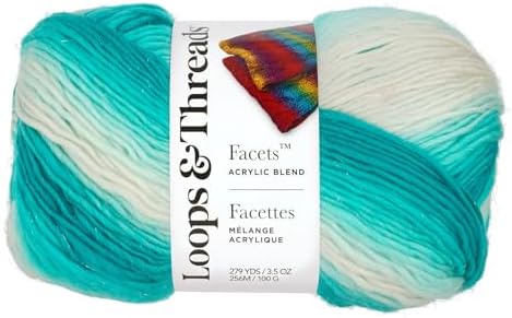 Loops & Threads Facets Yarn - Yarn for Knitting, Crochet, Weaving, and Arts & Crafts - Blue, Acrylic, 3.5 oz by LoopsThreads