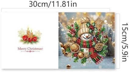 DIY Diamond Greeting Cards Set Christmas, 5D DIY Diamond Art Painting Greeting Card, DIY Christmas Card Making Kits for Family Friends Handmade Gift-#37-Snowman - Image 2