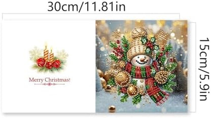DIY Diamond Greeting Cards Set Christmas, 5D DIY Diamond Art Painting Greeting Card, DIY Christmas Card Making Kits for Family Friends Handmade Gift-#37-Snowman - Image 2