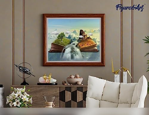 Figured'Art Paint by Numbers Kit for Adults Landscape Book 16"x20" - Craft Art Painting Rolled Canvas with DIY Wooden Frame - Image 4