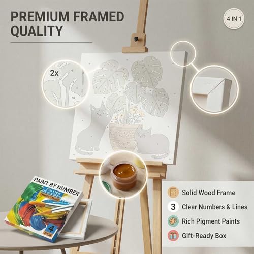 Amphol Framed Paint by Numbers Kit for Adults Beginners - 10x10 Inch Boho Landscape Easy 4 Pack Acrylic Paint by Number Kit on Framed Canvas, DIY Oil Painting Arts with Frame, Home Wall Decor Gift - Image 4