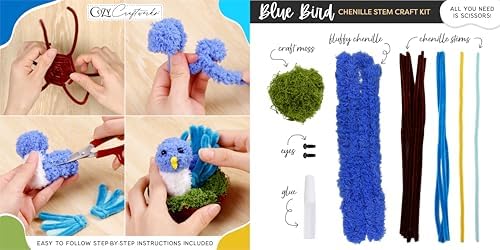 WeVeel Cozy Craftworks Chenille Stem Animal Craft Kit for Adults – Create 4 Adorable Animals (Kitty, Puppy, Bird & Owl) – Relaxing DIY Arts & Crafts Kit with All Supplies - Image 6