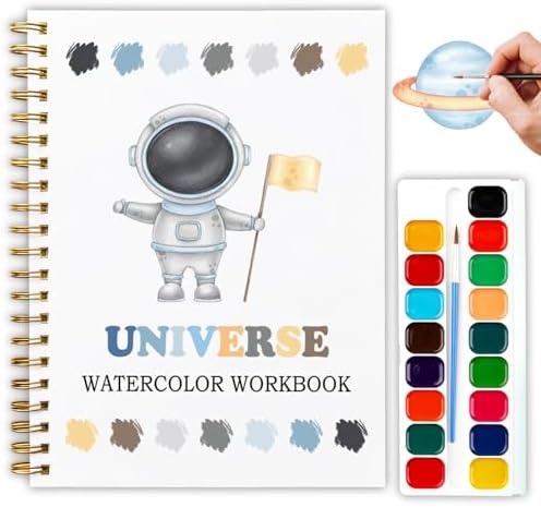 12 Space Patterns Watercolor Set, Planets Astronauts Galaxy Painting Book for Beginners, Fun Family Art Activity Kit, Cosmic DIY Gift for Teenager and Adults, Explore the Universe Workbook by Unknown