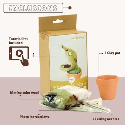 Woolbuddy Needle Felting Starter Kit (Venus Flytrap) for Adults with Tool - Image 3