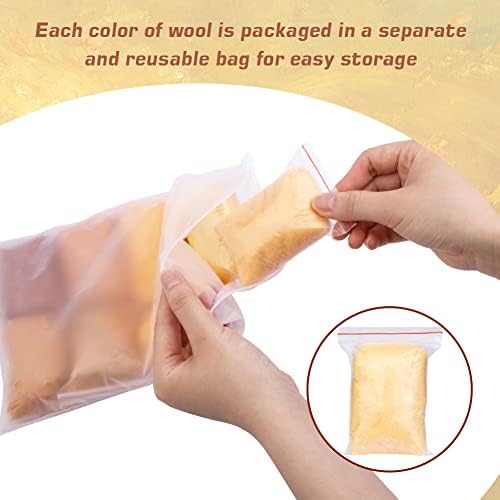 Wonvoc Needle Felting Wool 2.82oz /80g, 8 Colors Wool Roving (Autumn) - Image 3