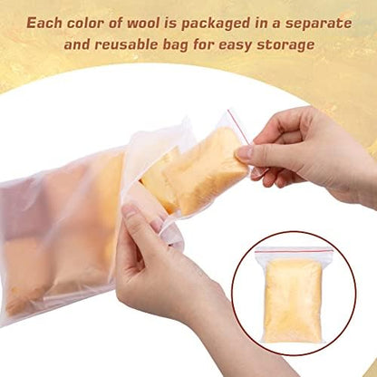 Wonvoc Needle Felting Wool 2.82oz /80g, 8 Colors Wool Roving (Autumn) - Image 3