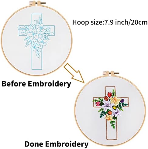 Louise Maelys Cross Lily Embroidery Kit for Beginners, Easter Jesus Pattern - Image 3