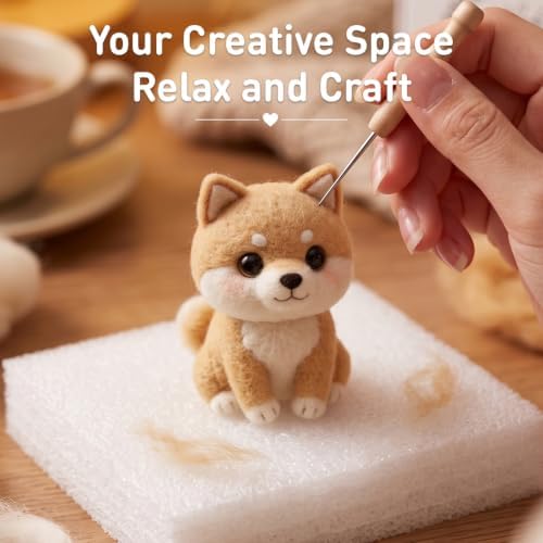 DIY Needle Felting Kit Cute Shiba Inu Akita Dog – Needle Felting Starter Kit with Fiber Roving, Needles, Felting Pad & Instructions | Felted Animal Kit for Beginners Adults | DIY Craft Gift - Image 7