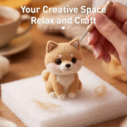 DIY Needle Felting Kit Cute Shiba Inu Akita Dog – Needle Felting Starter Kit with Fiber Roving, Needles, Felting Pad & Instructions | Felted Animal Kit for Beginners Adults | DIY Craft Gift - Image 7