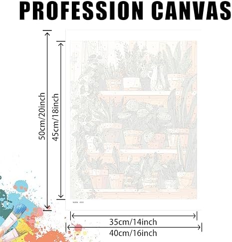 Yunruily Green Plant Canvas Paint by Numbers for Adults-Paint by Numbers Adults Plant,Painting by Number Canvas for Adult for Gifts and Home Wall Decor(with Gifts Box) 16x20inch - Image 4