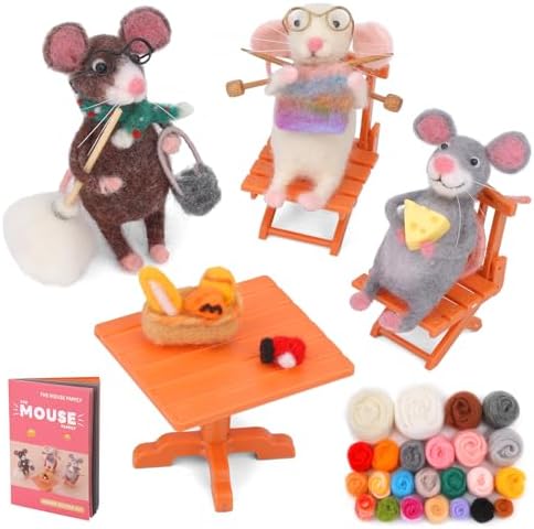 OEHPICC Mouse Family Needle Felting Kit,Needle Felting Starter Kit by OEHPICC