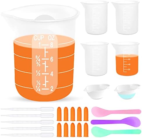 Silicone Resin Measuring Cups, 250&100ml Non-Stick Mixing Cups for Epoxy by YITIAOXIAOYU