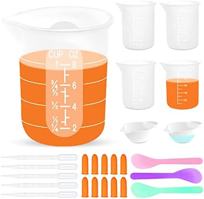 Silicone Resin Measuring Cups, 250&100ml Non-Stick Mixing Cups for Epoxy by YITIAOXIAOYU