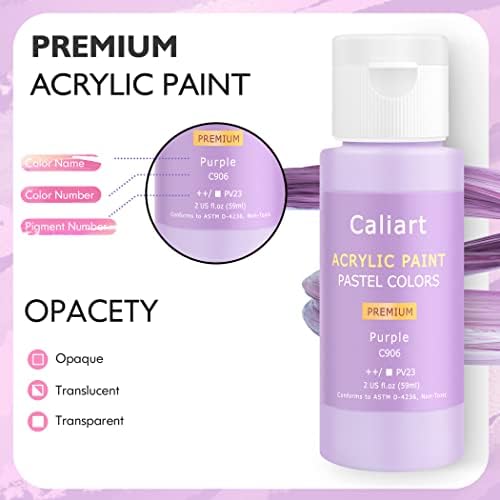 Caliart 24 Colors Pastel Acrylic Paint Set with 12 Brushes - Image 2
