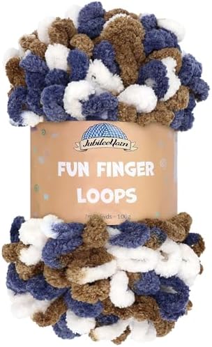 JubileeYarn Fun Finger Loops Yarn - Gold Navy White - 1 Skein by BambooMN