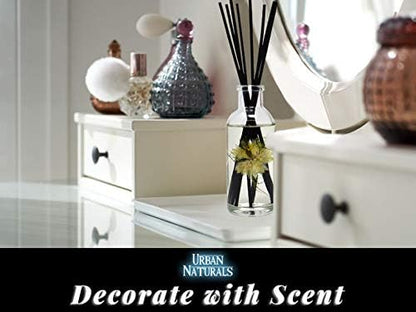 Urban Naturals Tobacco & Vanilla Reed Diffuser Scented Sticks Set | Tobacco Leaf, Bergamot, Vetiver, Bourbon and Vanilla Bean Scented Oils | Decorated with Natural Flowers | Made in The USA