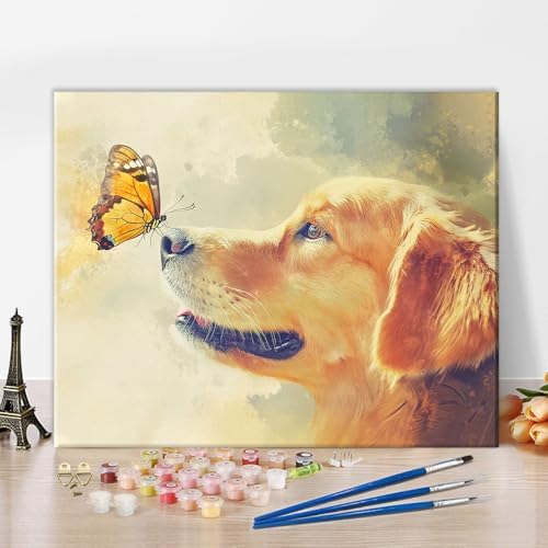 TUMOVO Paint by Numbers Kit for Adults Golden Retriever Dog Painting by TUMOVO