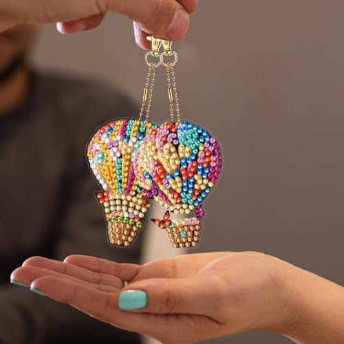 HuamuTech 5 Pcs/6 Pcs/8 Pcs Full Drill Keyring Special Shape Double Sided Diamond Art Keychain for Beginners Birthday Craftin - Image 3