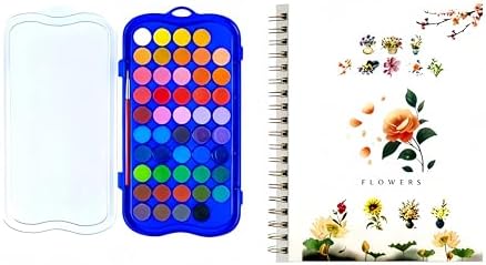 Watercolor Workbook，Water Paint Adult Set，Easy Coloring Book,Beautiful Paintings for Beginner,Flower, 48 Colors by Unknown