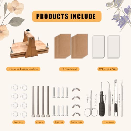 DecorYc 11"x7" Large Wooden Flower Press, DIY Pressed Flower Craft Kit - Image 3