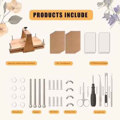 DecorYc 11"x7" Large Wooden Flower Press, DIY Pressed Flower Craft Kit - Image 3