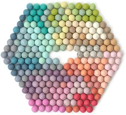 Glaciart One Felt Pom Poms, Wool Felt Balls (240 Pieces) 1 cm – 0.4 Inch, Handmade Felted 30 Pastel Colors (Green, Pink, Blue, Yellow and More) Bulk Small Puff for Felting and Garland by GlaciartOne