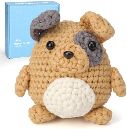 CrochetBox Pug Complete Crochet Kit for Beginners, Easy Craft for Adults by CROCHETBOX
