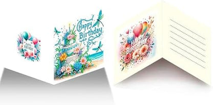 Huacan Diamond Art Painting Greeting Card Kit 6 Pcs, Diamond Art Diamond Flowers Cake Greeting Cards Special Shaped Drill Arts Craft for Christmas Birthday Thanksgiving Day Holiday 30 x 15 CM - Image 4