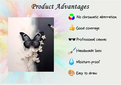 Hestarcul Paint by Numbers Kits for Adults,Flowers Paint by Numbers Kits on Canvas,Color by Number Easy DIY Acrylic Painting for Beginner，Home Wall Decoration and Gifts (Butterfly) - Image 5