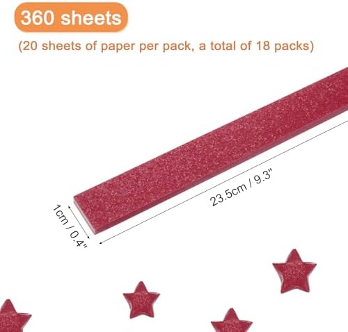 MECCANIXITY 360 Sheets Origami Paper Glitter Stars Papers Dark Red Fold Paper for Beginner Arts Crafts Projects,0.4 x 9.3 Inch - Image 2