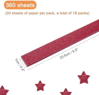 MECCANIXITY 360 Sheets Origami Paper Glitter Stars Papers Dark Red Fold Paper for Beginner Arts Crafts Projects,0.4 x 9.3 Inch - Image 2