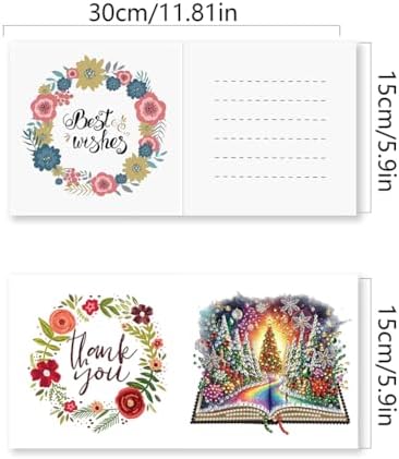 jinglinhh 6pcs Diamond Art Painting Christmas Book Scenery Christmas Tree Castle Greeting Cards with Envelopes, DIY Card Making Kits for Adults, Diamond Art Postcards Holiday Cards Craft Gifts - Image 2