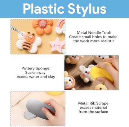 NYTGAH 42 PCS Air Dry Clay Tools, Practical Polymer Clay Sculpting Tools Kit for Adults, Pottery Clay Kit for Dotting, Carving, Drawing, Molding, Modeling, Shaping - Image 5