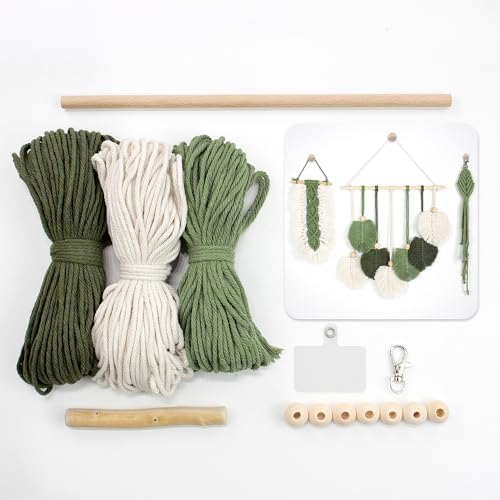 BUFANTL DIY Macrame Leaf Kit for Beginners, 3-in-1 Starter Set with 2 Wall Hangings & 1 Keychain, Boho Weaving Craft Kit with Printed Tutorial for Adults by Unknown