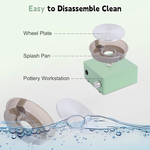 Olenyer Pottery Wheel for Kids: 6" Turntable 2-Way Rotation Mini Pottery Wheel, Removable Tray, Metal Frame, Christmas Gifts Pottery Kit for Beginners Teens Adults - Image 6