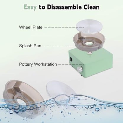 Olenyer Pottery Wheel for Kids: 6" Turntable 2-Way Rotation Mini Pottery Wheel, Removable Tray, Metal Frame, Christmas Gifts Pottery Kit for Beginners Teens Adults - Image 6
